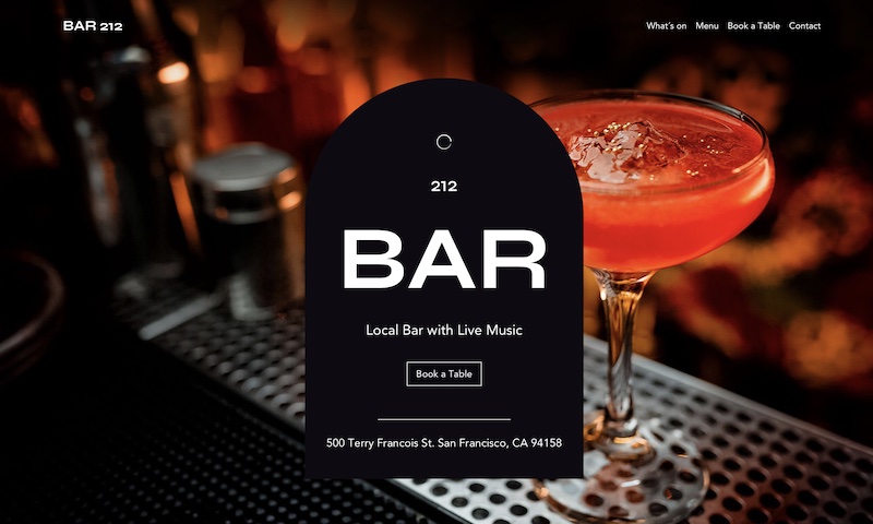 Webseite Template für Bars