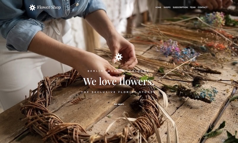 Webseite Template für Floristen und Blumenläden